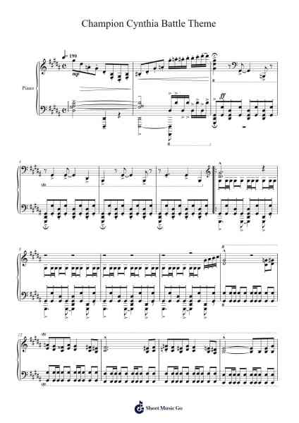 Champion Cynthia Battle Theme Sheet Music by Junichi Masuda/Gō Ichinose/Morikazu Aoki-Arr.Jonessibyl Midsopp