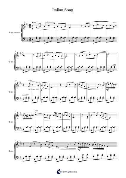 Album for the Young, Op. 39: No. 15, Italian Song Sheet Music by Pyotr Ilyich Tchaikovsky-Arr.Vanralph Aunald