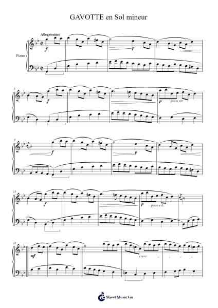 Gavotte in G Minor Sheet Music by Johann Sebastian Bach-Arr.Chilflower