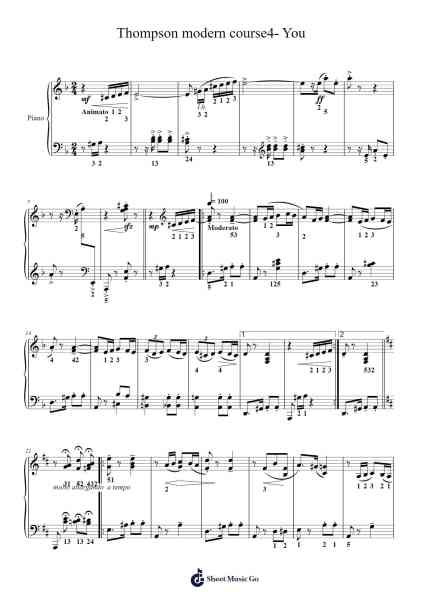 Thompson modern course4- You Sheet Music by John Thompson-Arr.Fesey Elroyrian