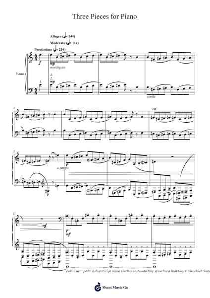 Three Pieces for Piano Sheet Music by Pavel Stádník-Arr.Caelance