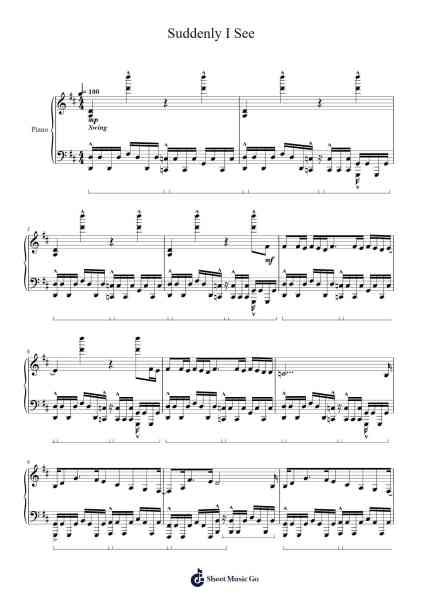 Suddenly I See Sheet Music by KT Tunstall-Arr.Wershop Keyburns