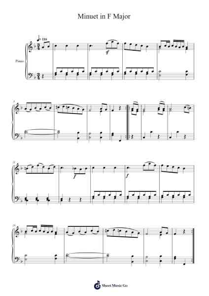 Minuet in F Major (H. I:98) Sheet Music by Joseph Haydn-Arr.Bushple
