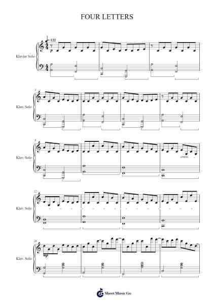 FOUR LETTERS Sheet Music by Tony Ann-Arr.Almay Jedrow