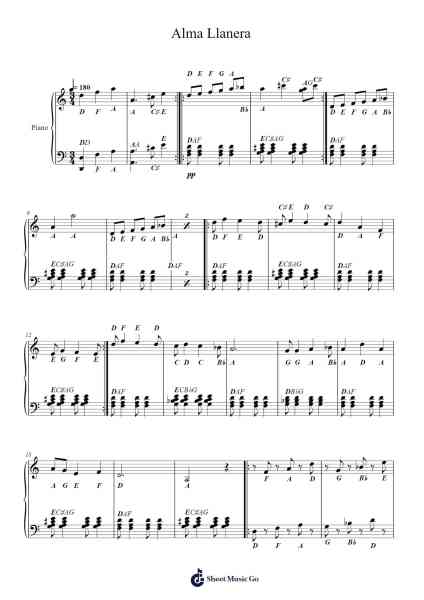 Alma Llanera Sheet Music by Pedro Elías Gutiérrez/Rafael Bolívar Coronado-Arr.Gilphia