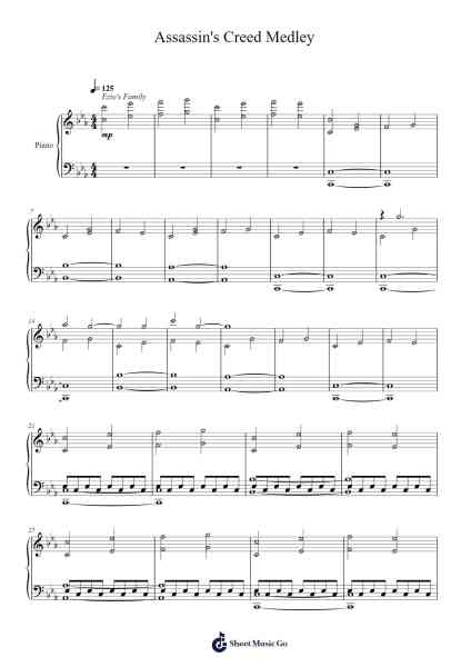 Assassin's Creed Medley Sheet Music by Jesper Kyd/Lorne Balfe/Brian Tyler/Sarah Schachner-Arr.Blithefrey