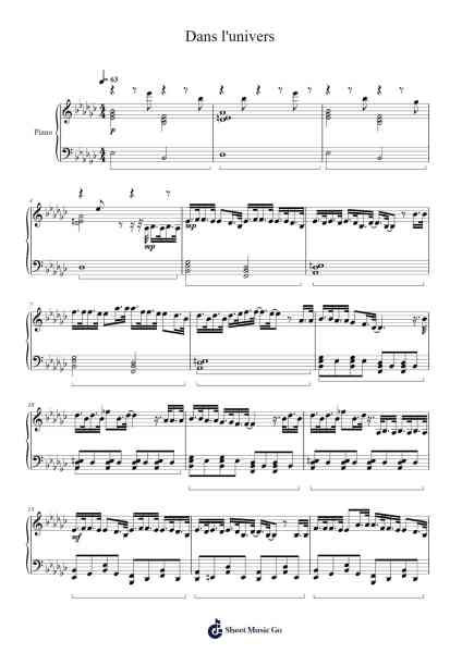Dans l'univers Sheet Music by Thomas Rdgs-Arr.Ivessid