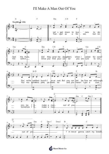 I'll Make A Man Out Of You Sheet Music by Donny Osmond-Arr.Yulegus