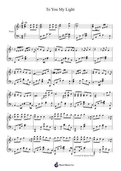 To You My Light Sheet Music by Maktub (마크툽)-Arr.Canme