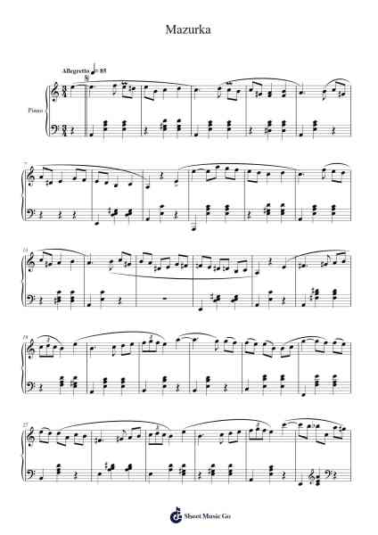 Mazurka Sheet Music by Frédéric Chopin-Arr.Zarol Hayleste