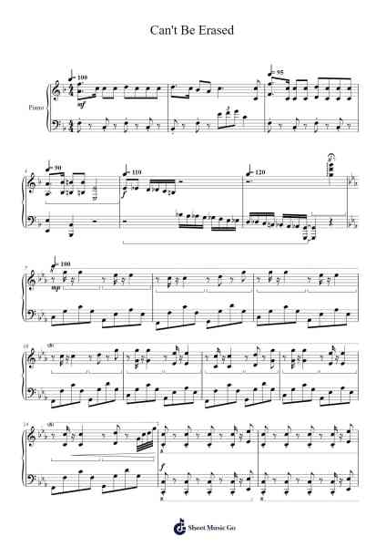 Can't Be Erased Sheet Music by JT Machinima-Arr.Genewat Duttret