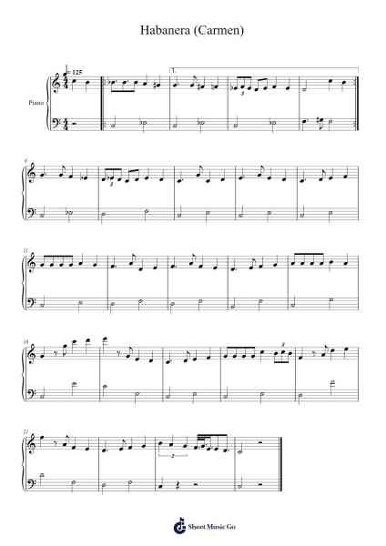 Habanera (Carmen) Sheet Music by Georges Bizet-Arr.Ocsy