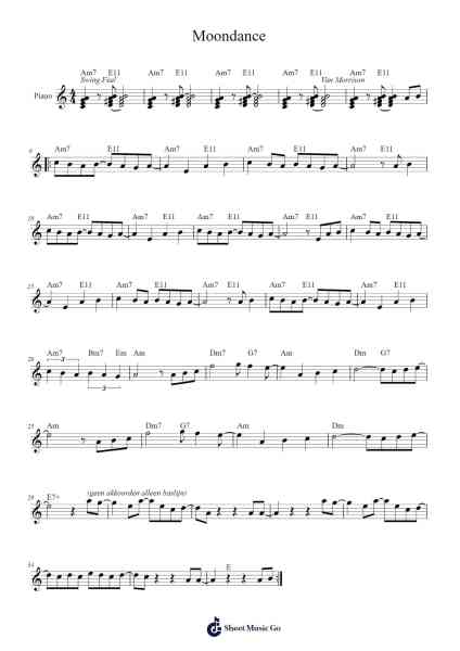 Moondance Sheet Music by Van Morrison-Arr.Heca