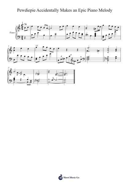 Pewdiepie Accidentally Makes an Epic Piano Melody Sheet Music by dalmmango-Arr.Triswolf Roochel