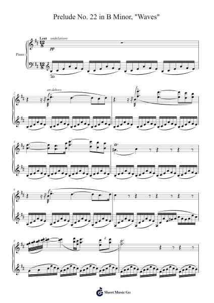 Prelude No. 22 in B Minor, "Waves" Sheet Music by Matthew Wong-Arr.Grever Carhume