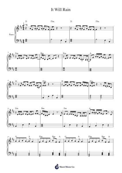 It Will Rain Sheet Music by Bruno Mars-Arr.Ogreen Belker