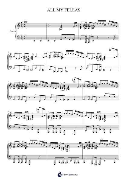 ALL MY FELLAS Sheet Music by Frizk-Arr.Sampcon Mevans