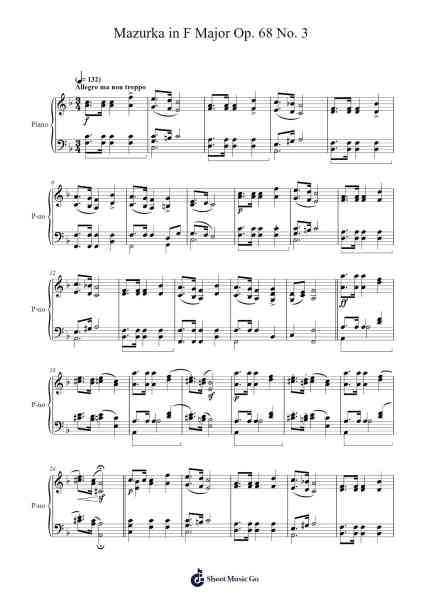 Mazurka in F Major, Op. 68, No. 3 Sheet Music by Frédéric Chopin-Arr.Zaharte Whlith
