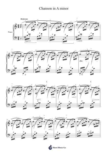Chanson in A Minor Sheet Music by Bedřich Smetana-Arr.Cofearl