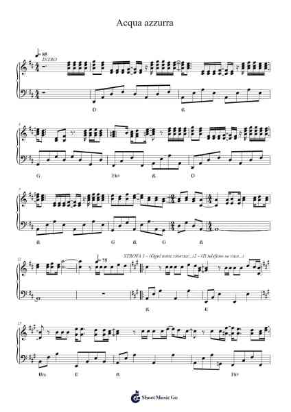 Acqua azzurra Sheet Music by Lucio Battisti-Arr.Leifres