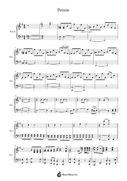 Poison Sheet Music by Alice Cooper-Arr.Faulkvy