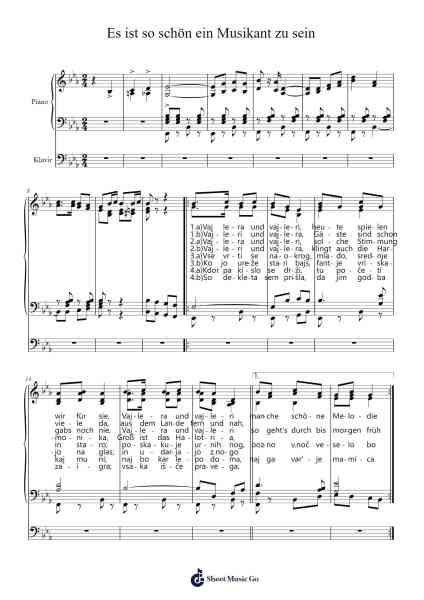 Es ist so schön ein Musikant zu sein Sheet Music by Ansambel Bratov Avsenik-Arr.Pullamb