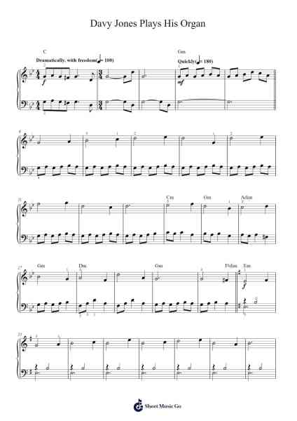 Davy Jones Plays His Organ Sheet Music by Hans Zimmer-Arr.Blajeames Yulewood