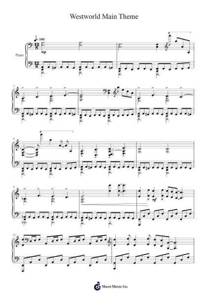 Westworld Main Theme Sheet Music by Ramin Djawadi-Arr.Kentfred