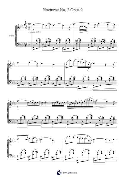 Nocturne No. 2 in E-Flat Major, Op. 9, No. 2 Sheet Music by Fryderyk Chopin-Arr.Cookerad Bartreen