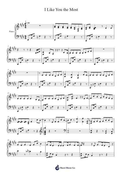 I Like You the Most Sheet Music by VARINZ PONCHET-Arr.Reyler Poundien