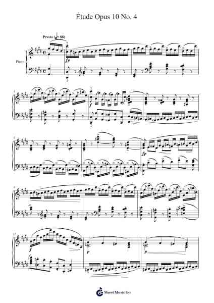Étude Op. 10 No. 4 in C-sharp Minor Sheet Music by Frédéric François Chopin-Arr.Temchell Thompro