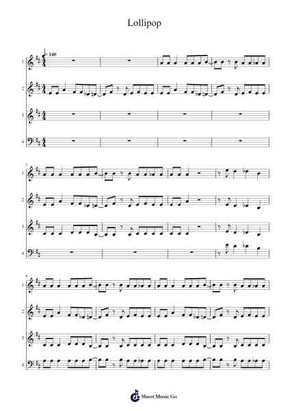 Lollipop Sheet Music by Sunions Atnet-Arr.Jonric