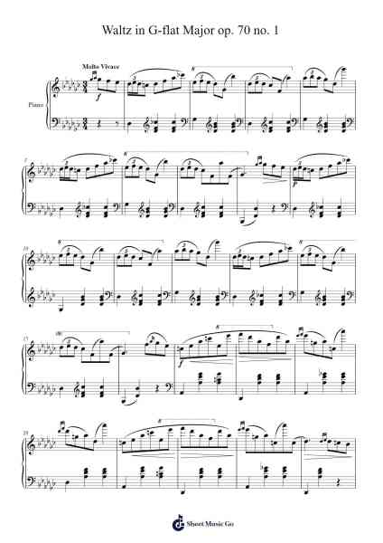 Waltz in G-flat Major, Op. 70, No. 1 Sheet Music by Frédéric Chopin-Arr.Joejosh Demptout