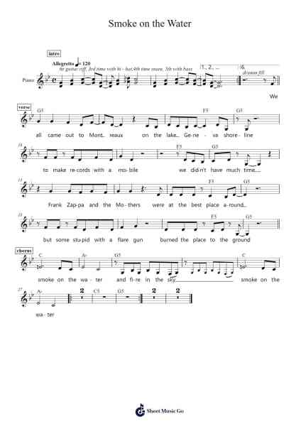 Smoke on the Water Sheet Music by Deep Purple-Arr.Stechill Argale