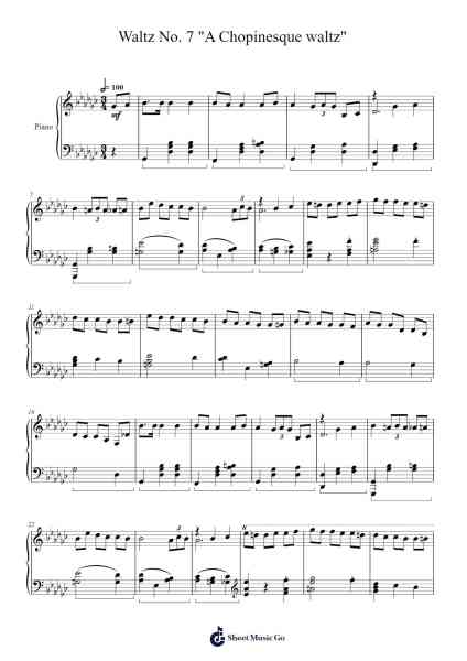 Waltz No. 7 "A Chopinesque waltz" Sheet Music by undefined-Arr.Gregrace Glennjob