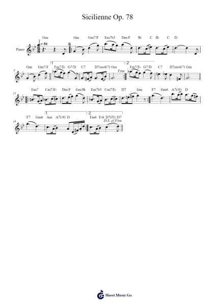 Sicilienne in E-flat Major, Op. 78 Sheet Music by Gabriel Fauré-Arr.Consdia Debruth