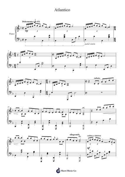 Atlantico النوتات الموسيقية بواسطة Roberto Cacciapaglia-ترتيب.Canzel