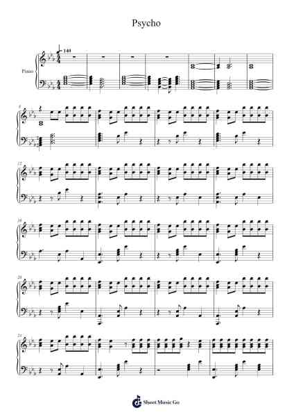 Psycho Sheet Music by TheTheorist-Arr.Rhotab