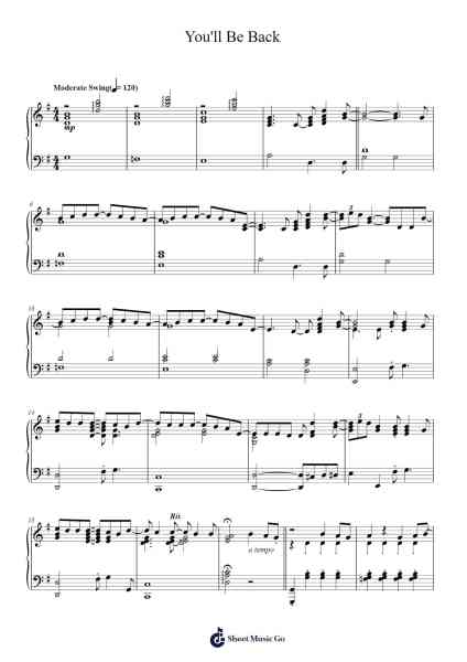 You'll Be Back Sheet Music by Lin-Manuel Miranda-Arr.Triswolf Roochel