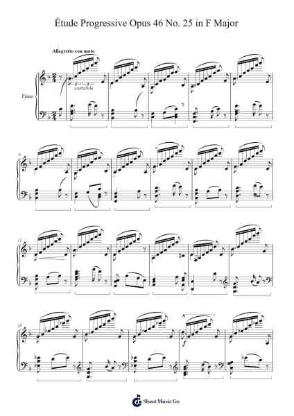 Étude Progressive Opus 46 No. 25 in F Major 樂譜由 Stephen Heller - 編曲 Stelgil Kaycia