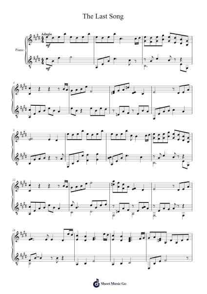 The Last Song Sheet Music by Alexis Ffrench-Arr.Leighruth