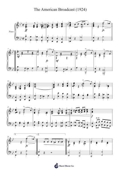 The American Broadcast (1924) Sheet Music by George L. Cobb-Arr.Cranethe Dougledk
