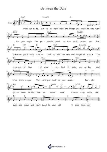 Between the Bars Sheet Music by Elliott Smith-Arr.Cherlian Zimreed