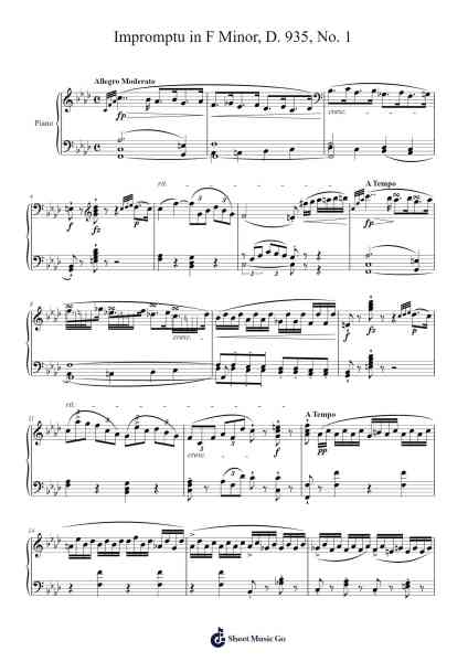 Impromptu in F Minor, D. 935, No. 1 Sheet Music by Franz Schubert-Arr.Hulstone Lilsper