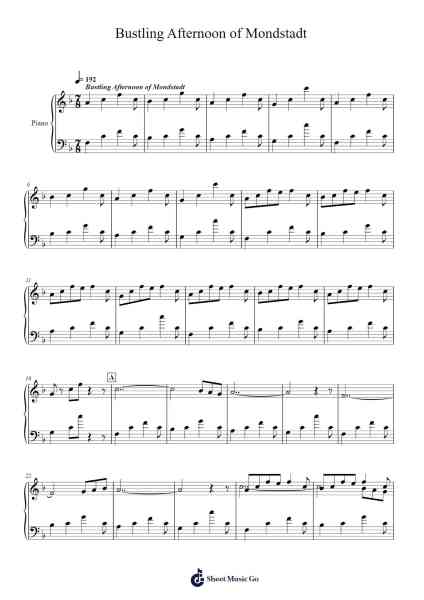 Bustling Afternoon of Mondstadt Sheet Music by Zhiyi Chen-Arr.Rhowebb