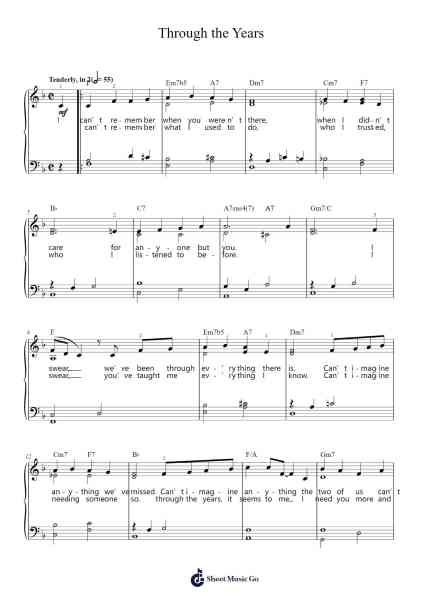 Through the Years Sheet Music by Kenny Rogers-Arr.Tifdike Mupont