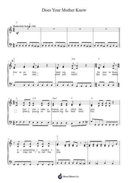 Does Your Mother Know Sheet Music by ABBA-Arr.Campnah