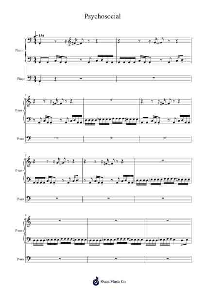 Psychosocial Sheet Music by Slipknot-Arr.Werfith