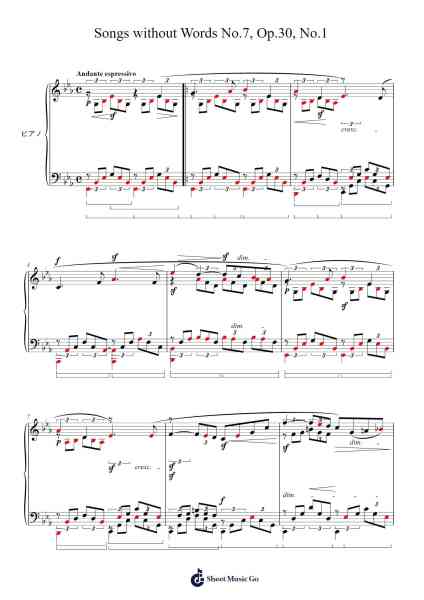 Songs without Words No. 7 in E Minor, Op. 30: No. 1 Sheet Music by Felix Mendelssohn Bartholdy-Arr.Auwolf