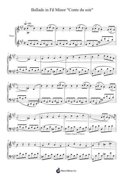 Ballade in F♯ Minor "Conte du soir", Op.50 Sheet Music by Adolf Gutmann-Arr.Jesphy Vebmons